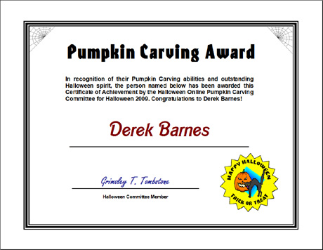 Click Here to download the Halloween Pumpkin Carving Award MS Word document.